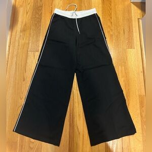H&M Black Wide-Leg Pants with White Trim